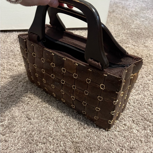 Vintage Coconut Shell Filipino Brown rectangle Native Purse. Beautiful, Unique! - Picture 2 of 5